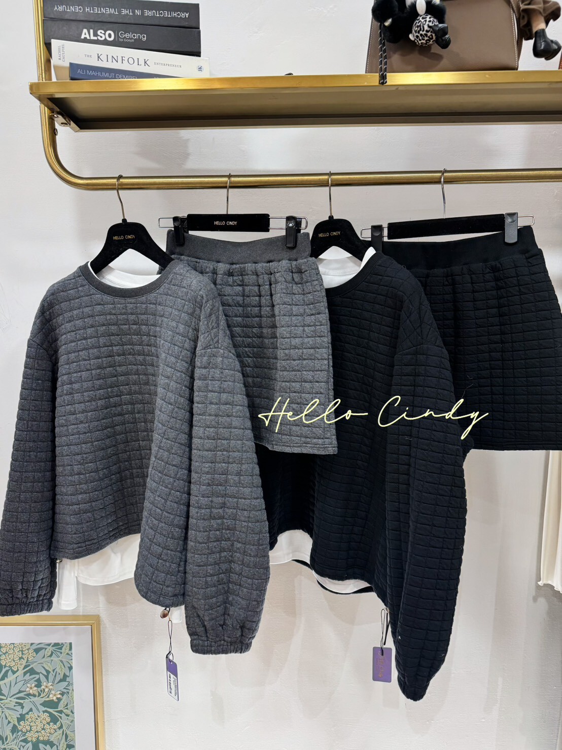 B01019 韓國設計同款～超顯瘦質感華夫格紋縮腰上衣短褲三件組