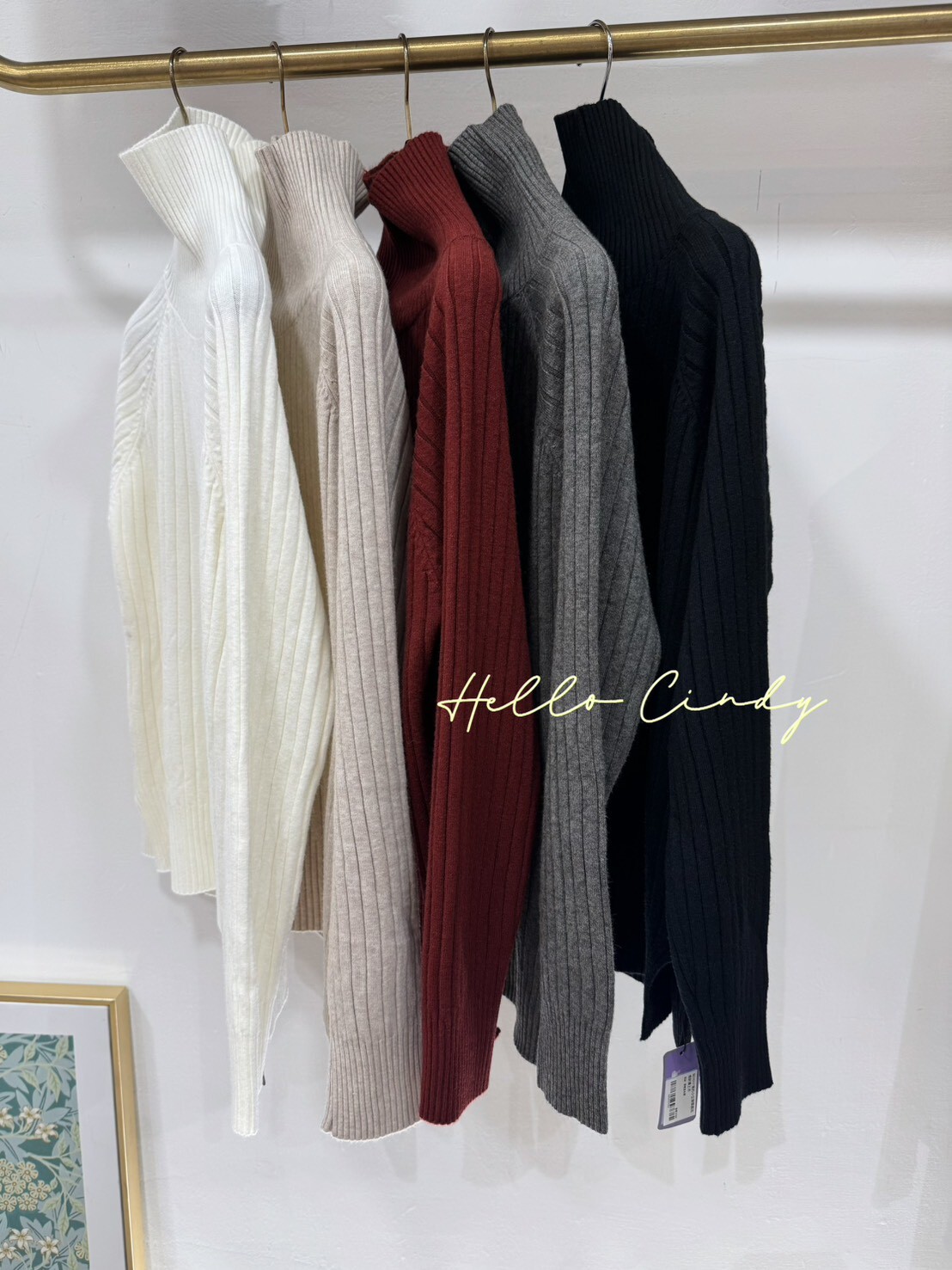 B01017簡約小立領質感坑條針織上衣