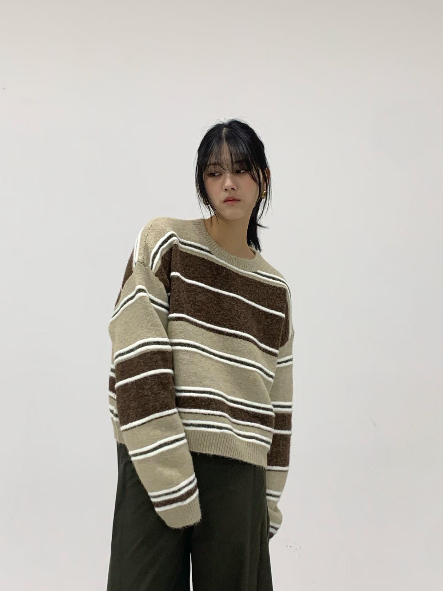 立體感條紋針織