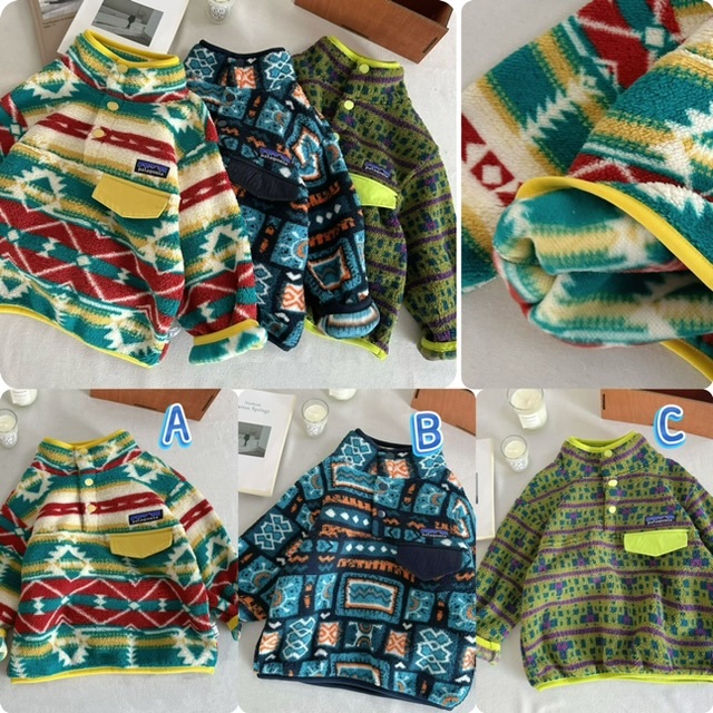 兒童Pat*agonia 半開胸民族風搖粒絨上衣- 2600033