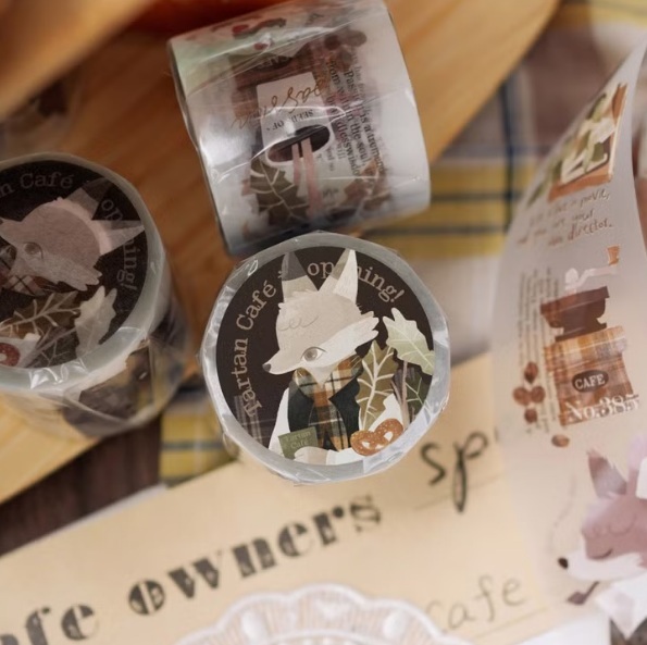 wwiinngg．格子咖啡營業中 4.5cm亮面PET膠帶 <整捲/分裝>