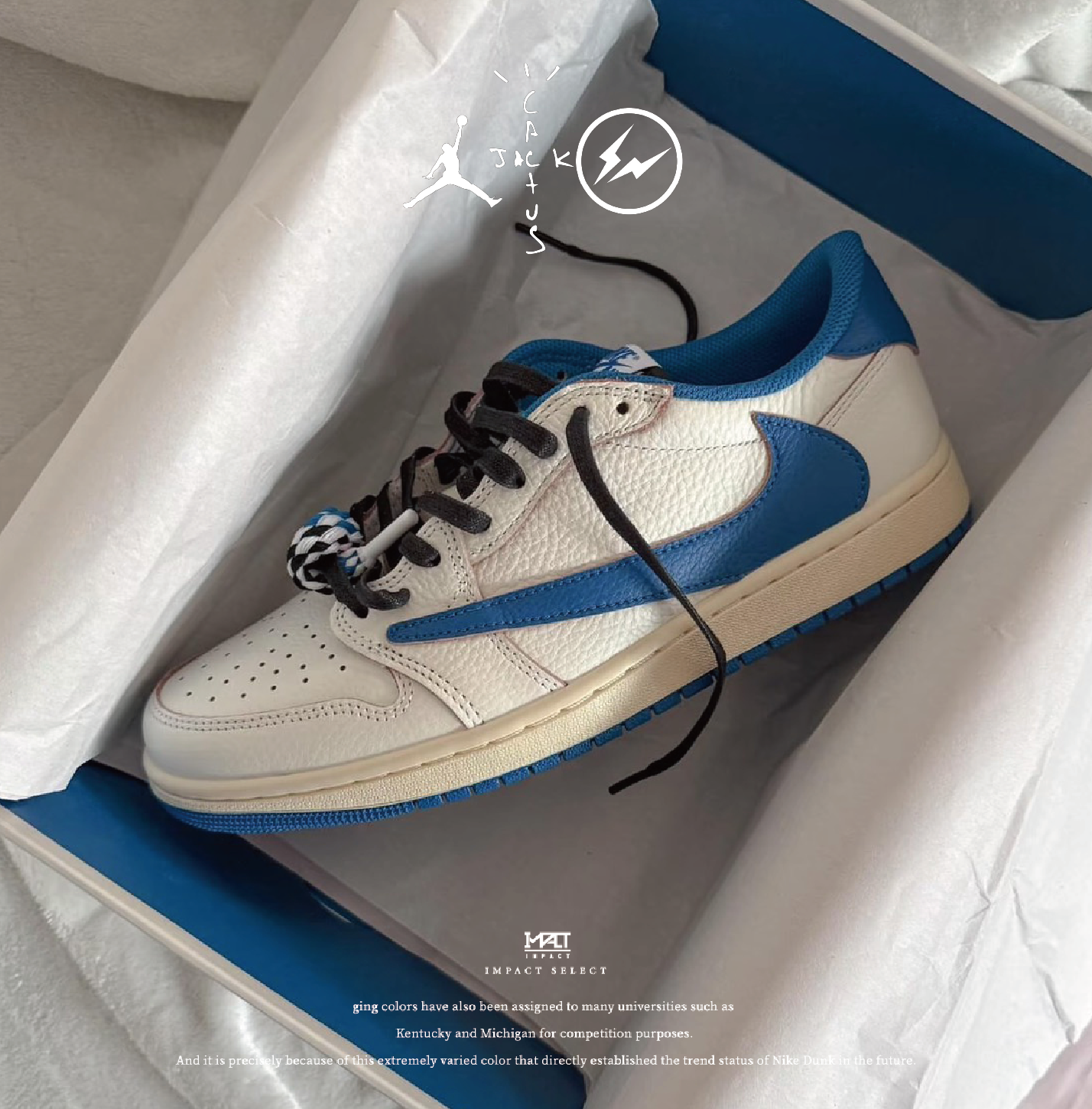 Fragment x Travis Scott x AJ 1 藤原浩 三方聯名 閃電倒勾 藍白 DM7866-104