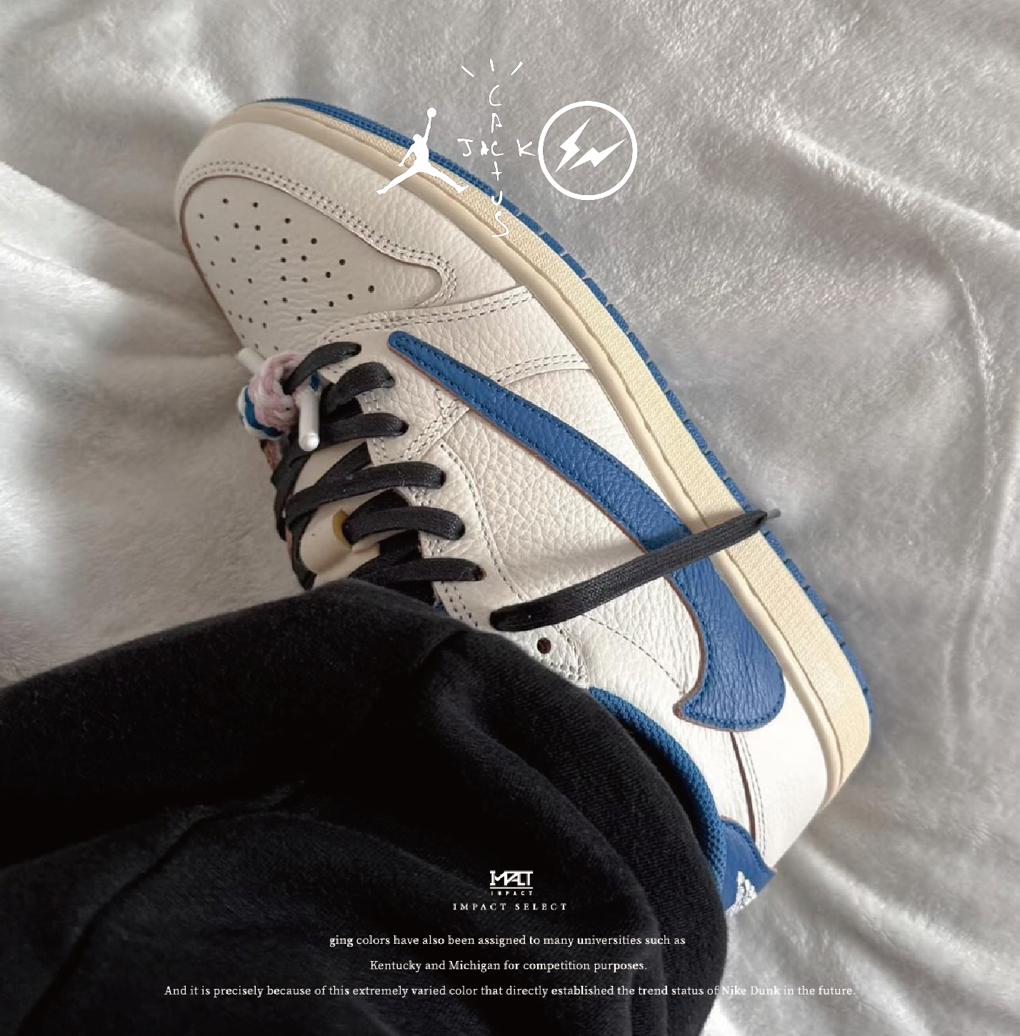 Fragment x Travis Scott x AJ 1 藤原浩 三方聯名 閃電倒勾 藍白 DM7866-104