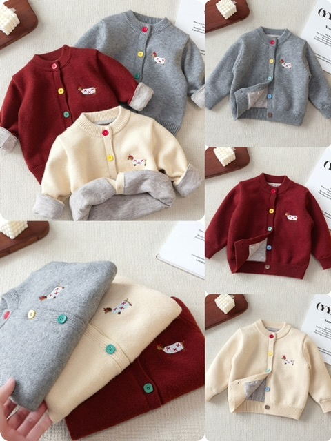 兒童前胸臘腸狗刺繡彩色鈕扣外套- 2600035