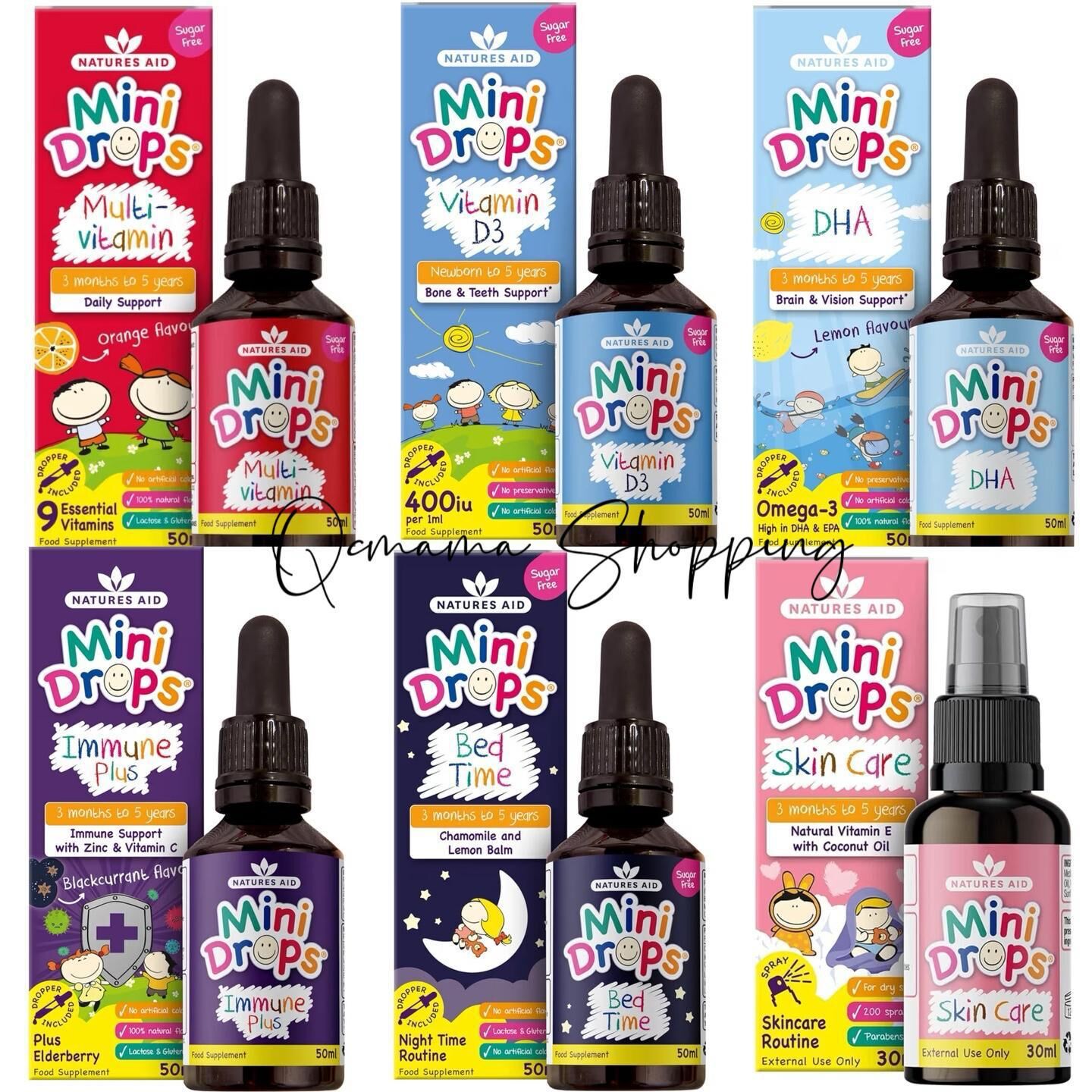 (現貨)  英國直送 40年國民品牌 Natures Aid Mini drops 100%天然增強免疫系統維他命 (Multi-Vitamin/ D3 / Immune plus/ Bed Time/ DHA)