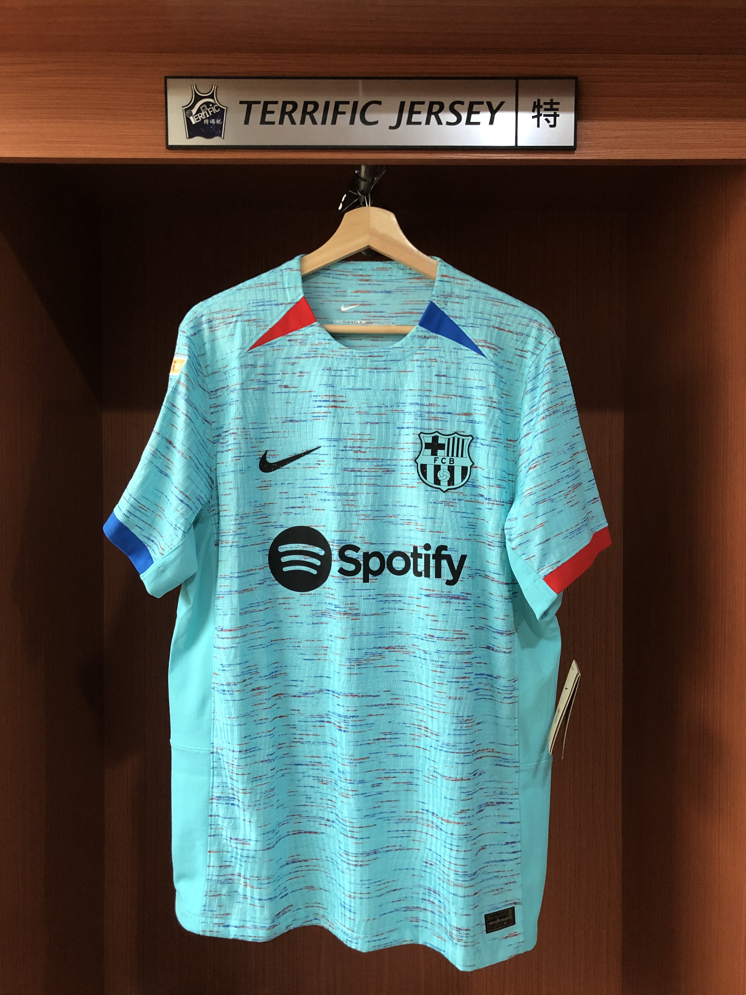 LALIGA足球 FC Barcelona 巴塞隆納 湖水綠 Nike Authentic Jersey 球員版 空白球衣 全新