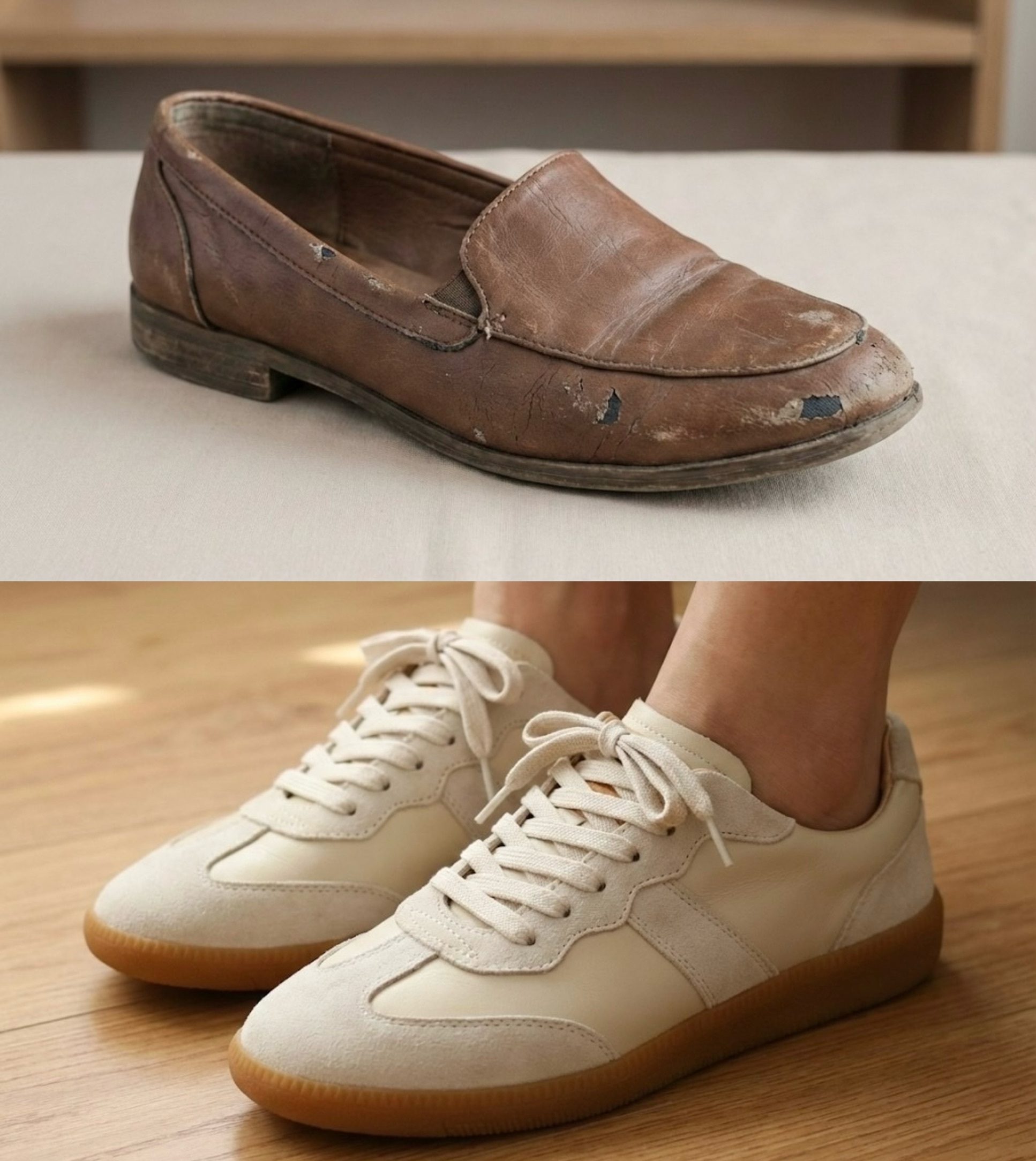 合成皮鞋頭脫皮掉屑與 SanlyJoy 真皮鞋耐用度對比，防止鞋子水解