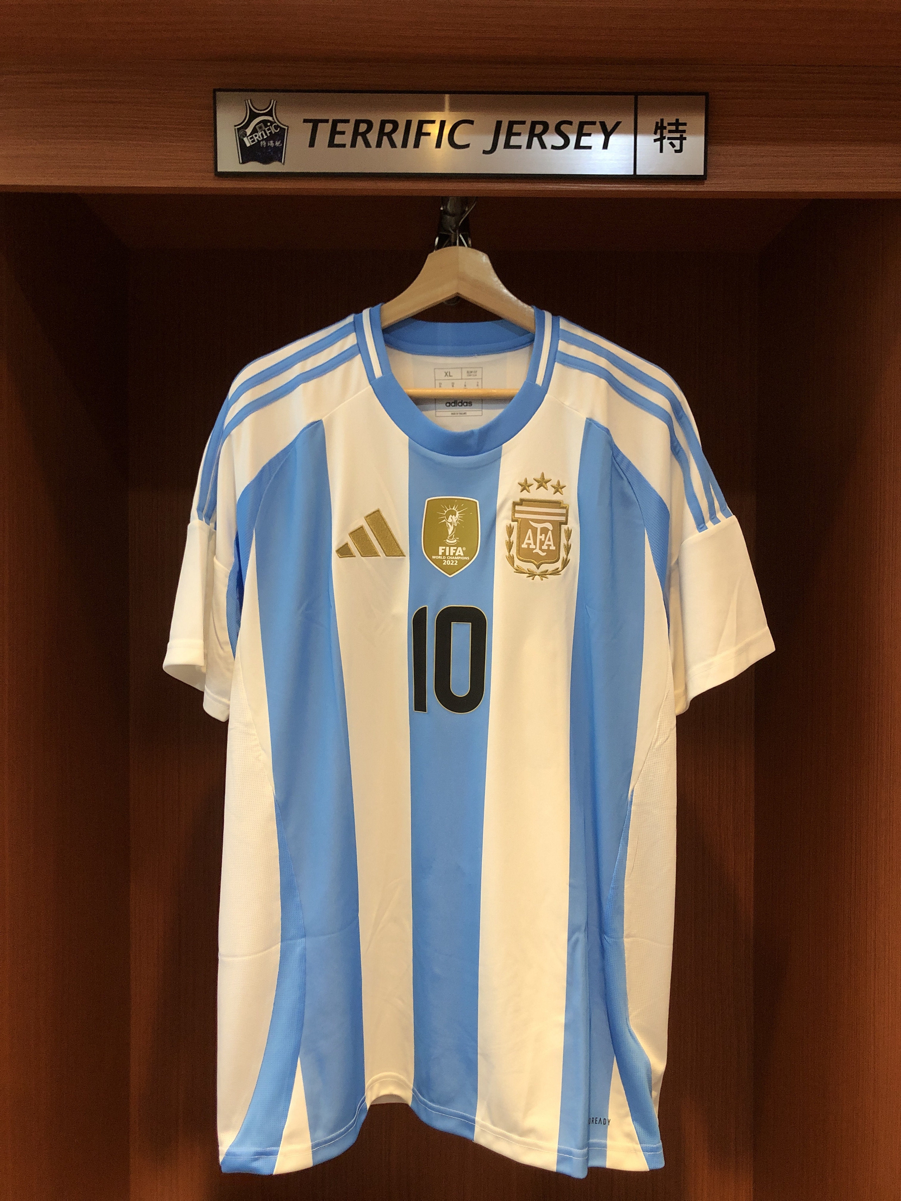 FIFA足球 Lionel Messi 阿根廷三星白 Adidas Replica Jersey 球迷版 燙印 全新