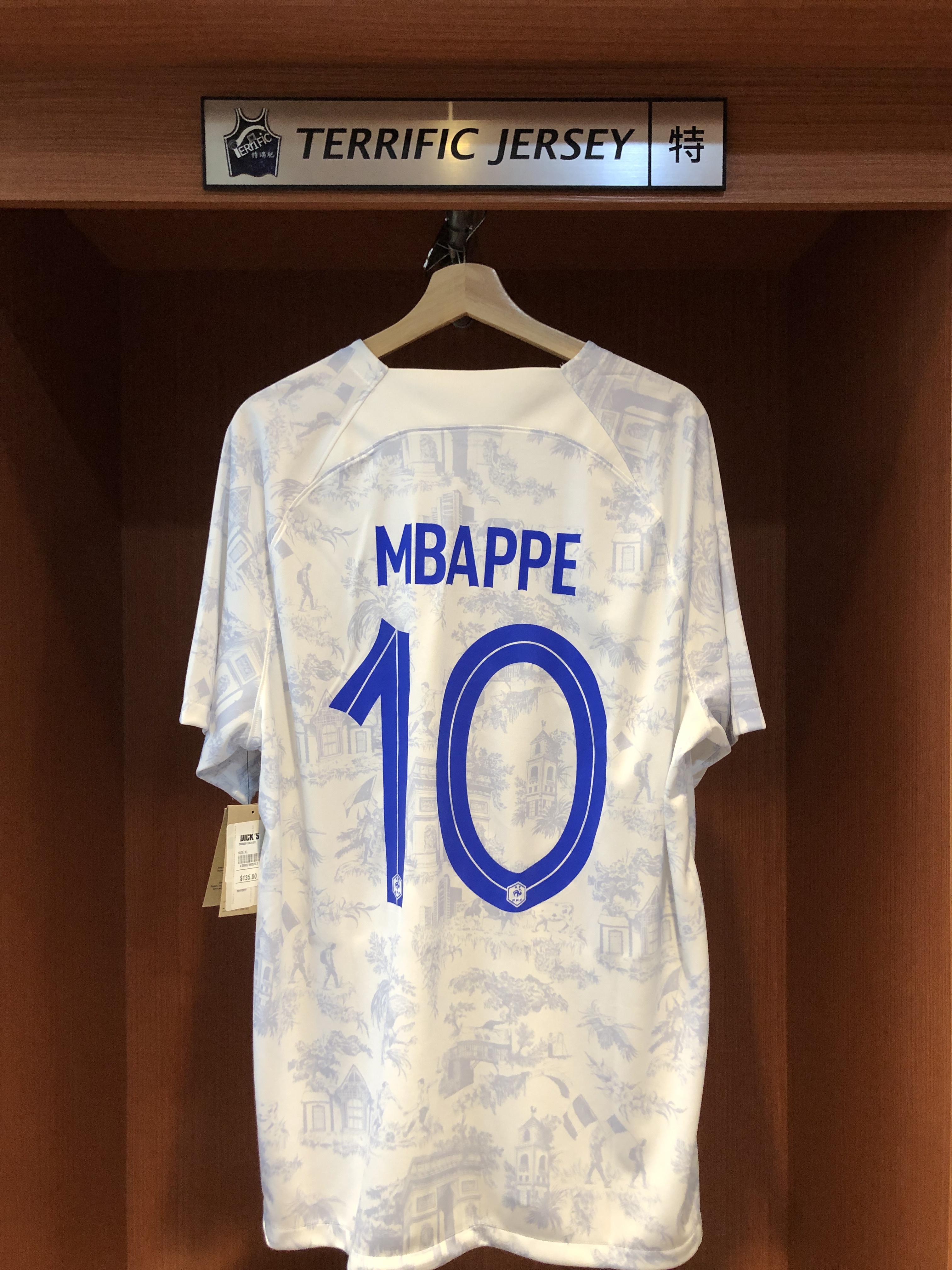 FIFA足球 Kylian Mbappe 法國白 雙星 高盧戰雞 Nike Replica Jersey 球迷版 燙印 全新