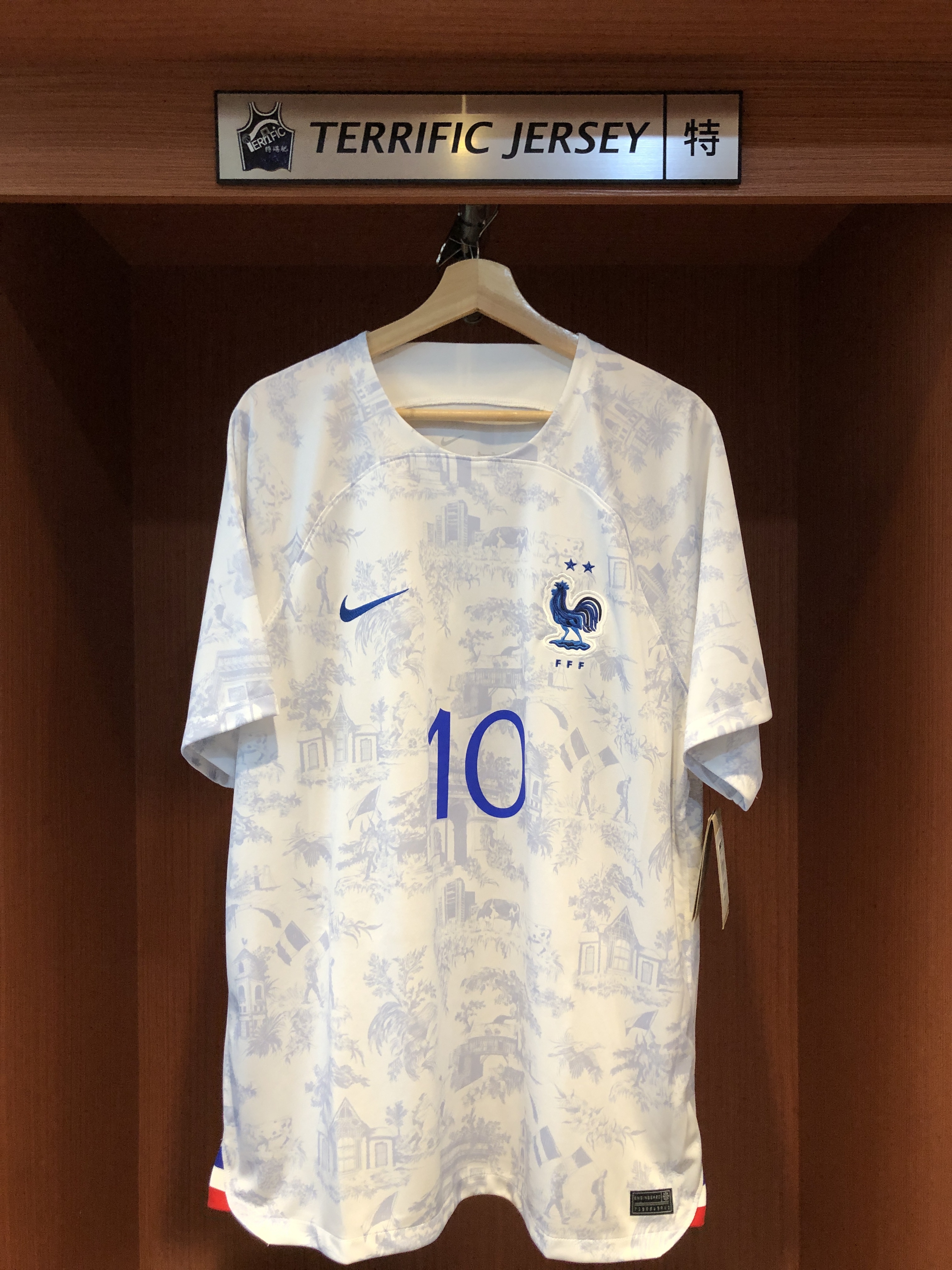 FIFA足球 Kylian Mbappe 法國白 雙星 高盧戰雞 Nike Replica Jersey 球迷版 燙印 全新