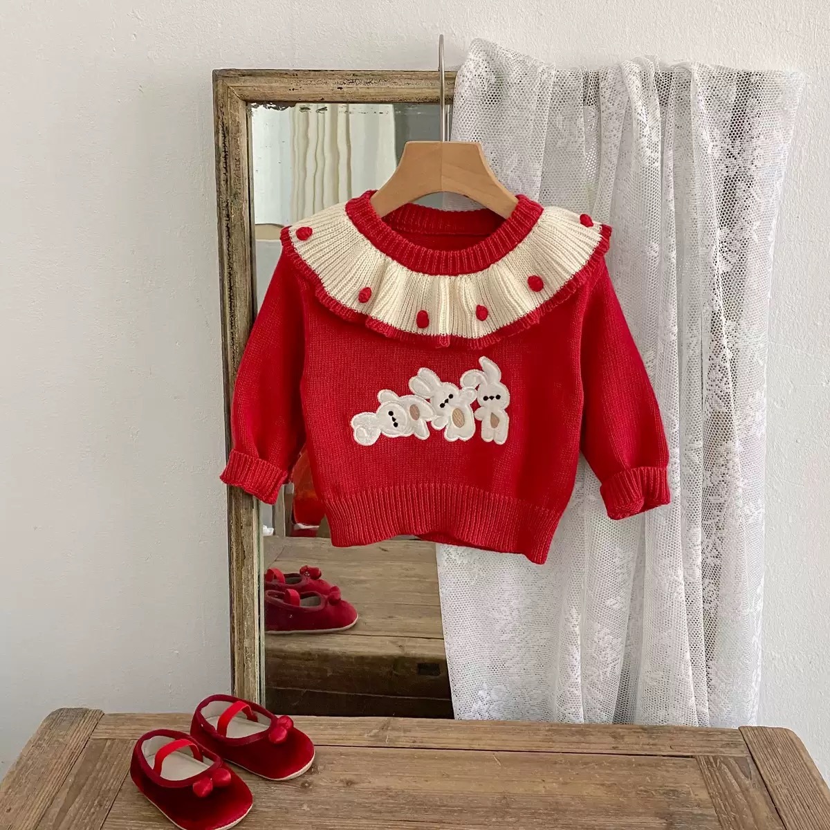 [陸製]過年服｜圓領兔子毛衣