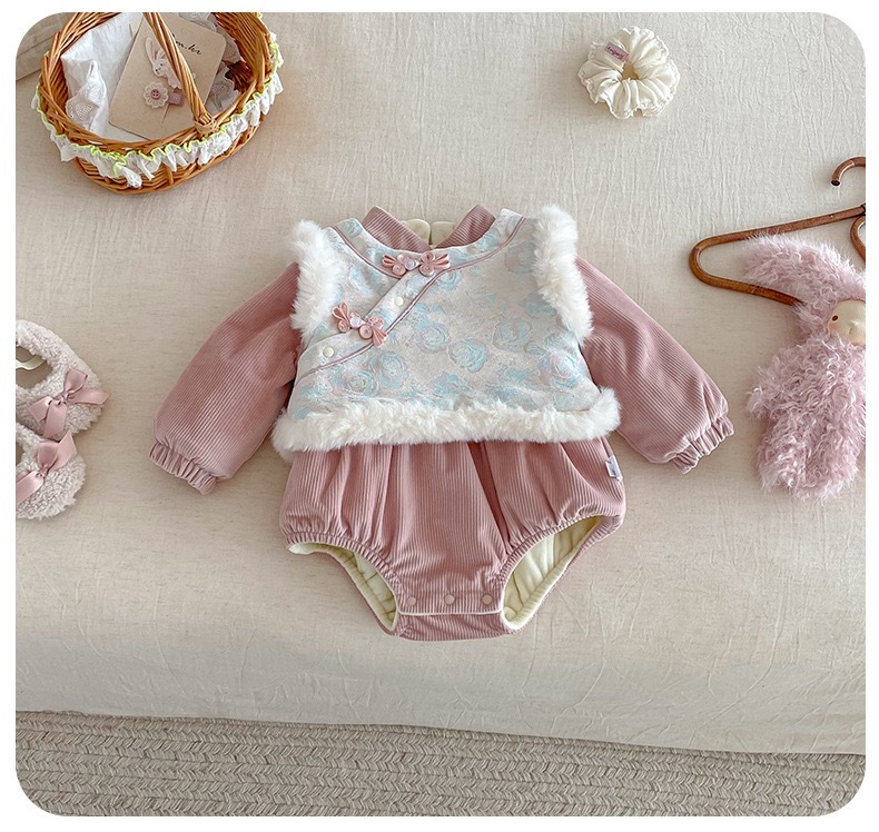 [陸製]過年服｜粉嫩加厚過年包屁衣