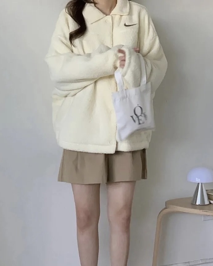 NIKE AS W NSW COLLARED SHERPA JKT 羊羔毛 排扣 外套 翻領 米白色 奶茶色 女款