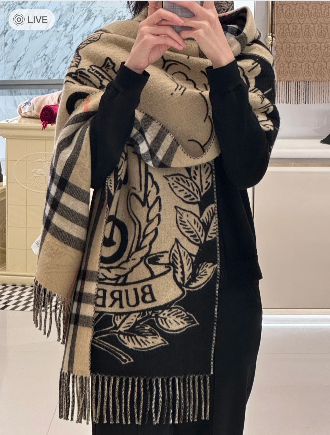 BBR 經典 併 戰馬徽章 雙面圍巾 Scarf