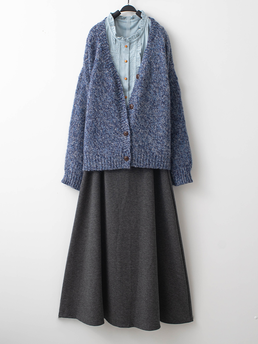 混色織紋外套條絨上衣顯瘦A字裙組合