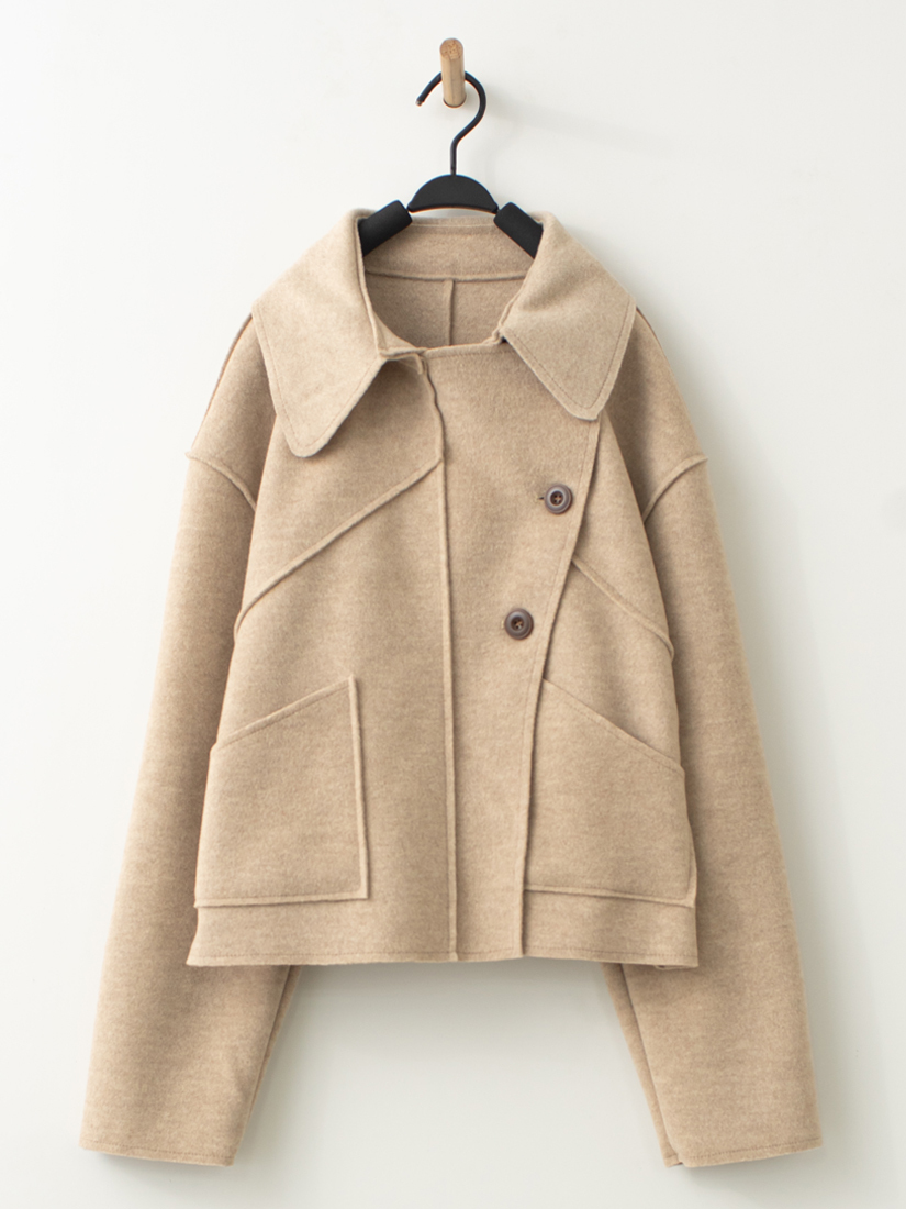 氣質翻領短版大衣外套