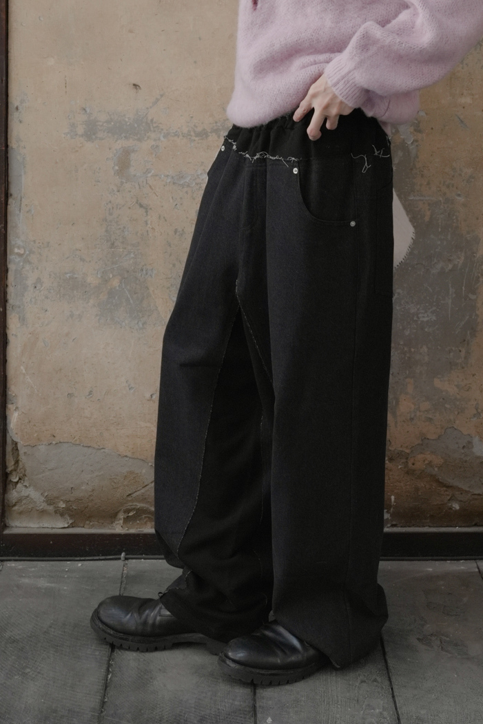 Denim Color-Block Banding Pants #長褲