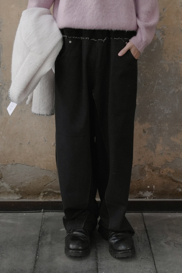 Denim Color-Block Banding Pants #長褲