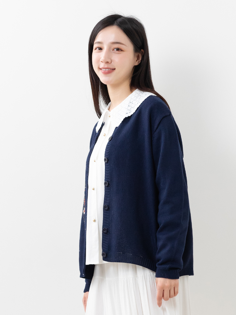 鬆軟織紋繡花針織外套