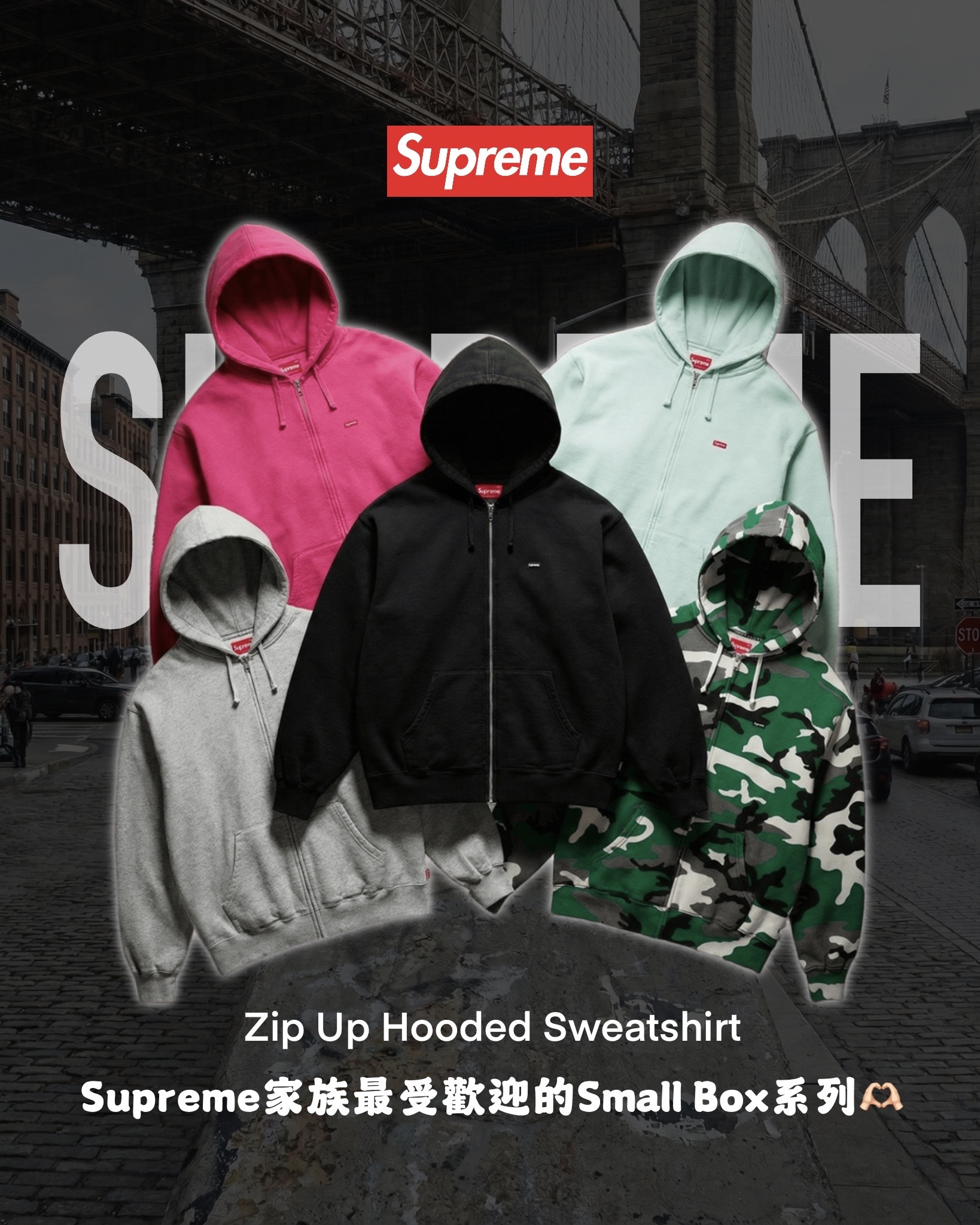 日本連線代購 Supreme 連帽拉鍊外套 五色