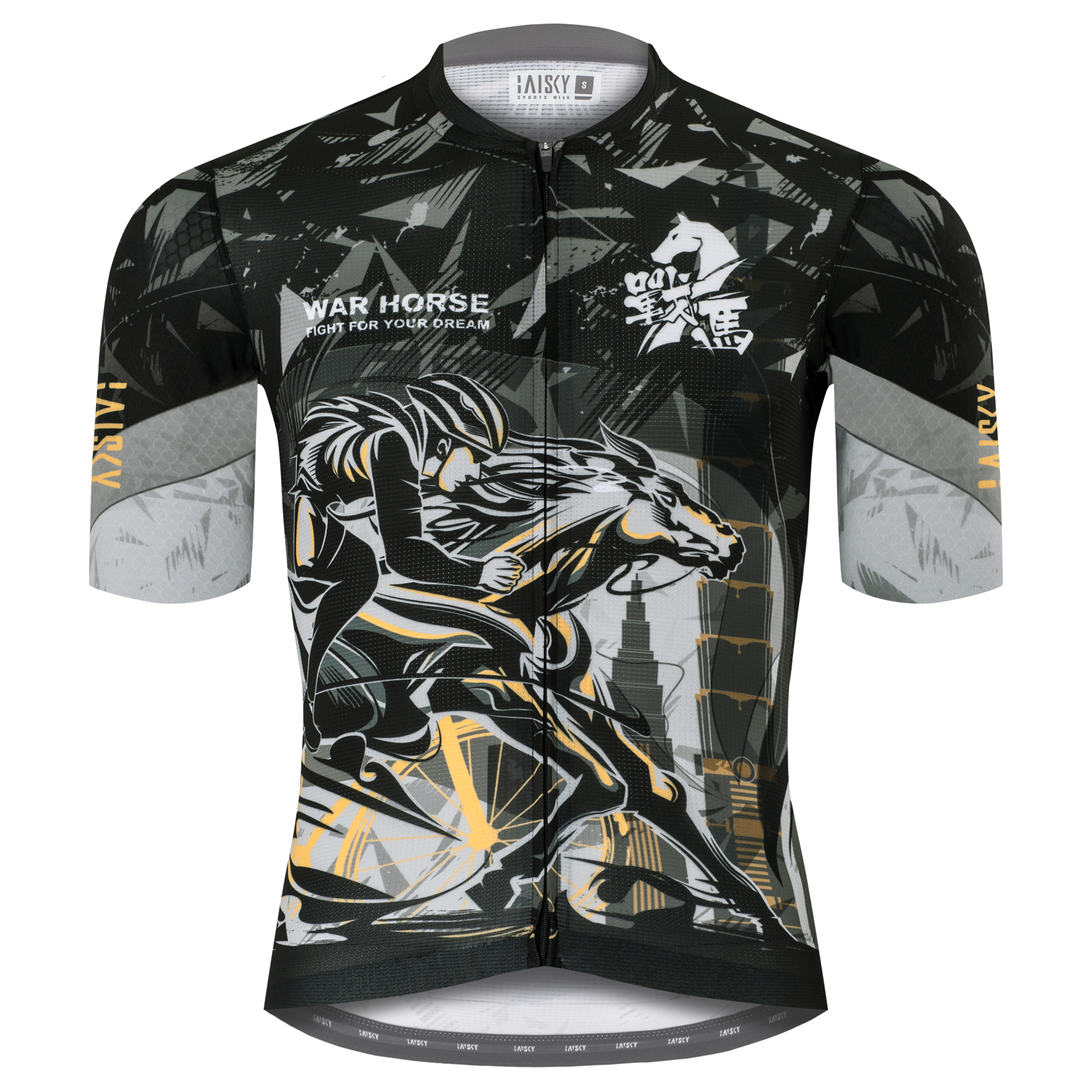 男款空力短車衣 戰馬 黑