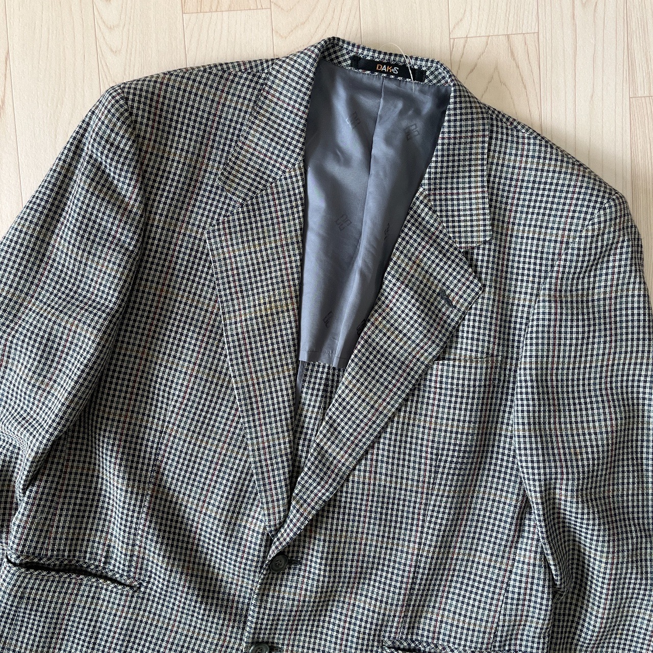 DAKS日本製藍綠色細格紋羊毛西裝外套