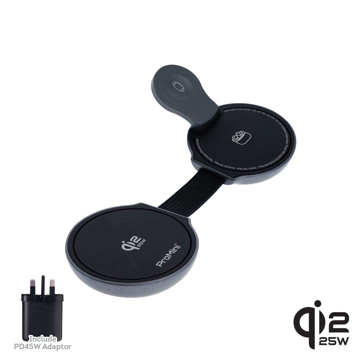 ProMini MagW5C 35W Qi2.2認證•磁吸三合一迷你無線充電座(連火牛)