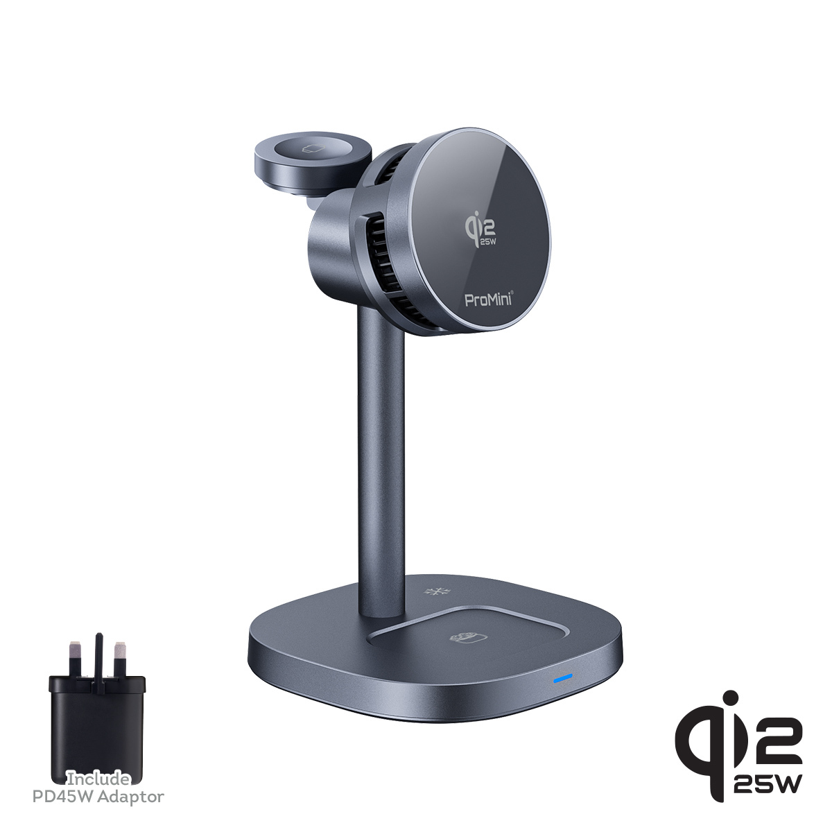 ProMini MagW5 32.5W Qi2.2認證 •TEC半導體製冷三合一無線充電座(連火牛)