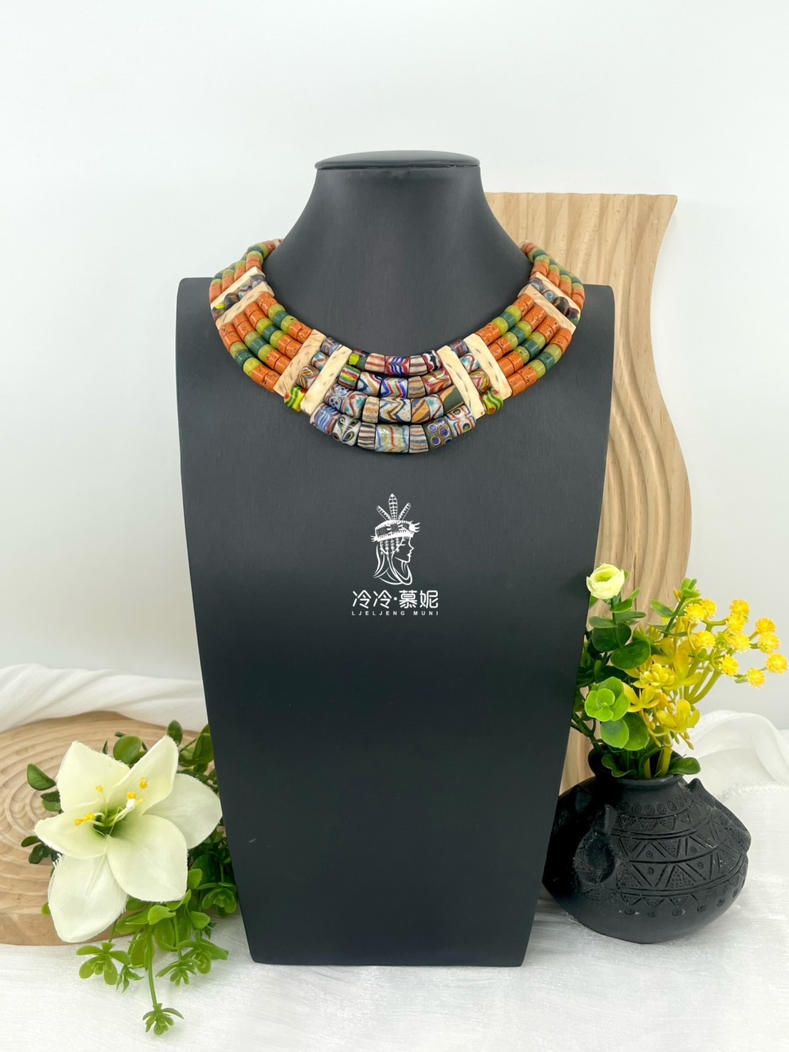 W-No.11傳統花珠四排頸鍊35cm