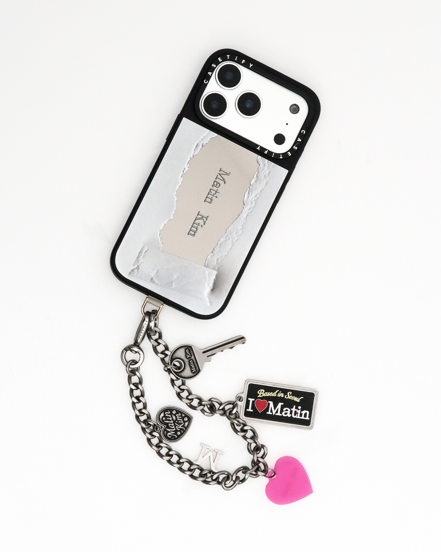 MATIN KIM X CASETiFY PHONE CHARM IN DARK SILVER
