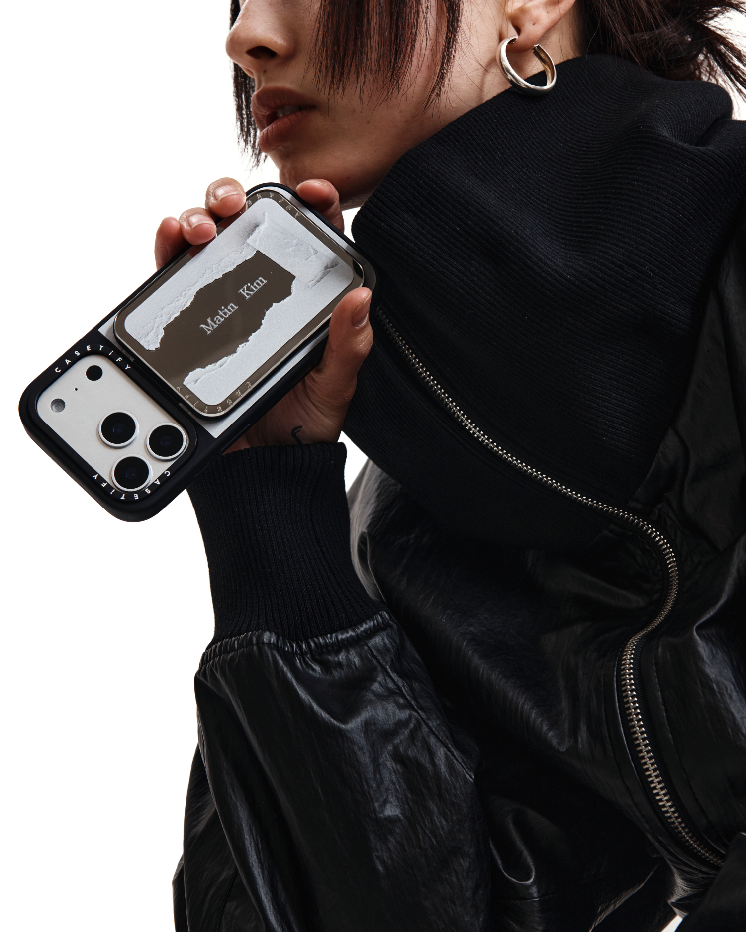 MATIN KIM X CASETiFY PAPER CARD HOLDER STAND IN SILVER