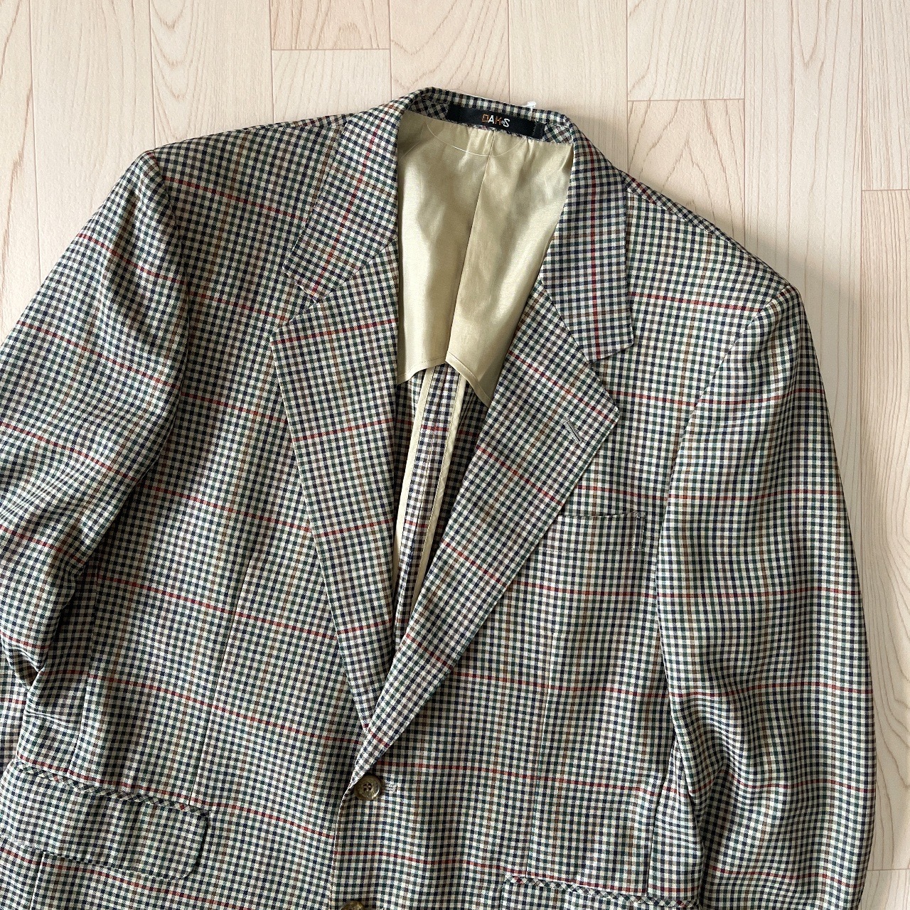 DAKS日本製藍綠色格紋羊毛西裝外套