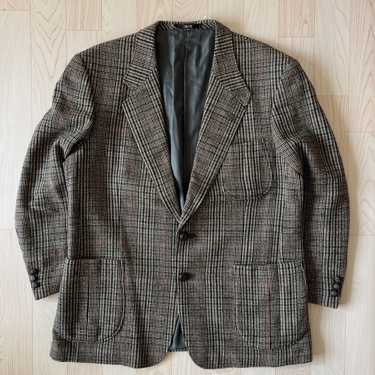 DAKS日本製墨綠色格紋羊毛西裝外套