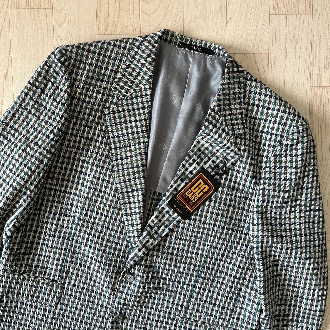 DAKS Signature日本製藍色格紋羊毛西裝外套