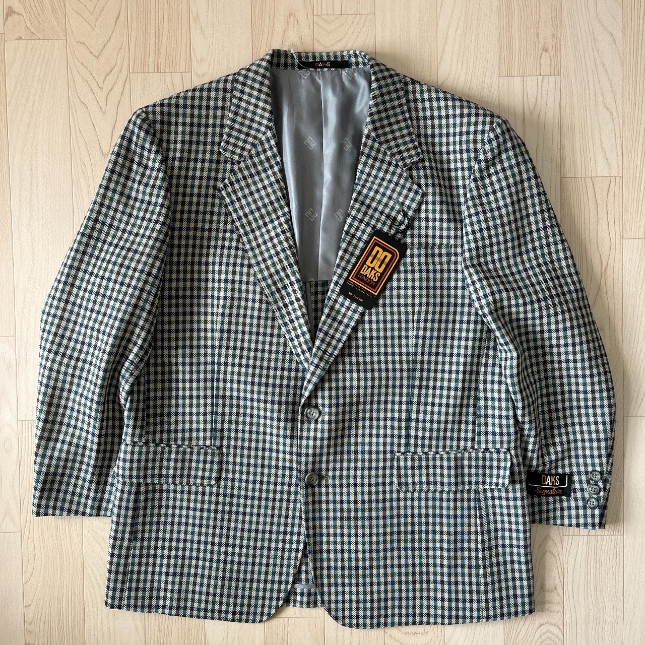 DAKS Signature日本製藍色格紋羊毛西裝外套