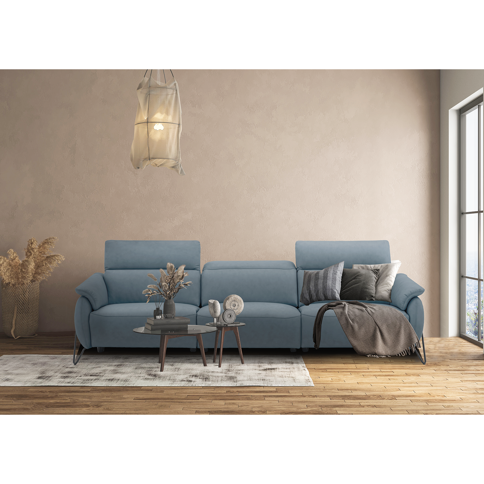 Vitre 全皮電動沙發 - 莫蘭迪藍〔SFA5227〕