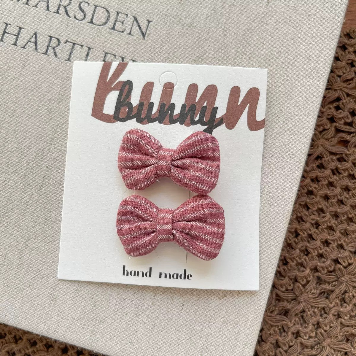 條紋蝴蝶結髮夾