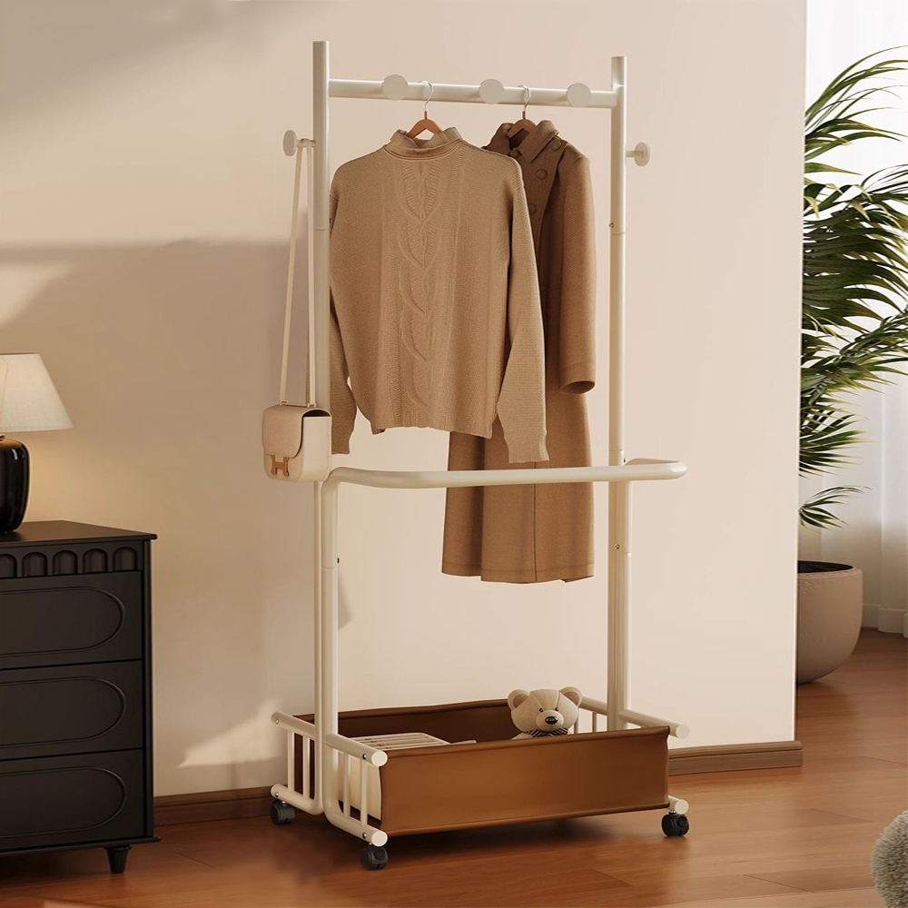 【AOTTO】簡約輕奢附輪收納衣帽架-60公分(HA-010)