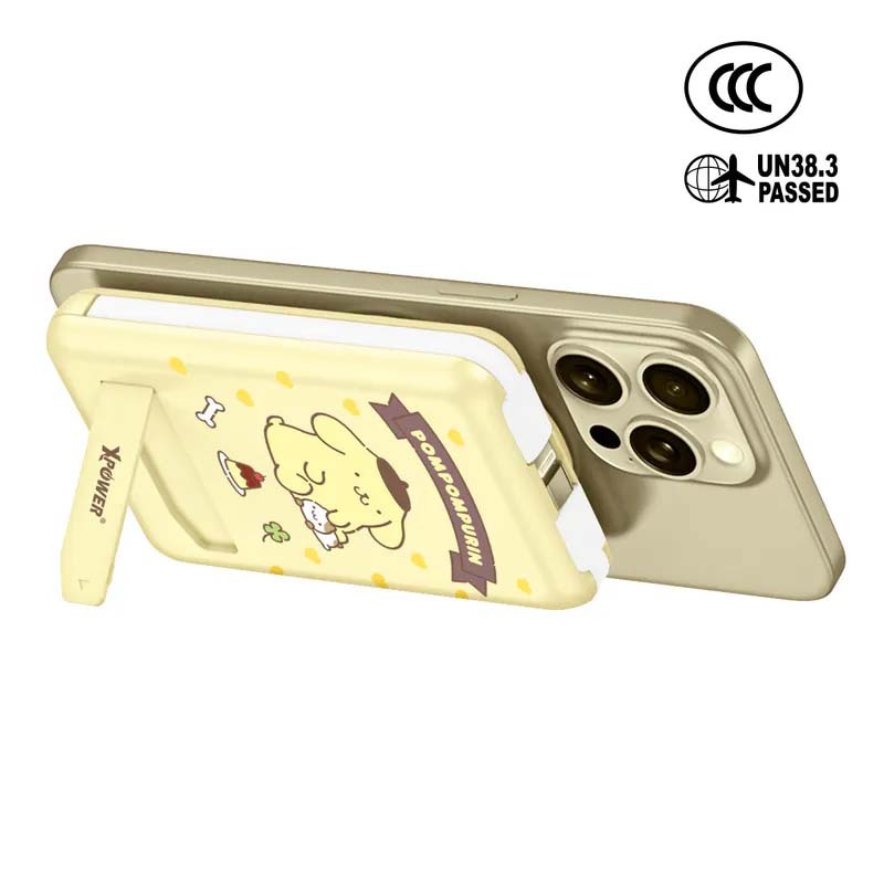 (3C認證) XPower x Sanrio Pompompurin M10C+ 6合1 10000mAh多功能迷你20W PD3.0+磁吸無線快充移動電源