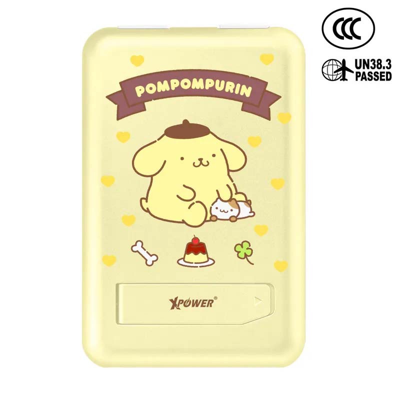 (3C認證) XPower x Sanrio Pompompurin M10C+ 6合1 10000mAh多功能迷你20W PD3.0+磁吸無線快充移動電源