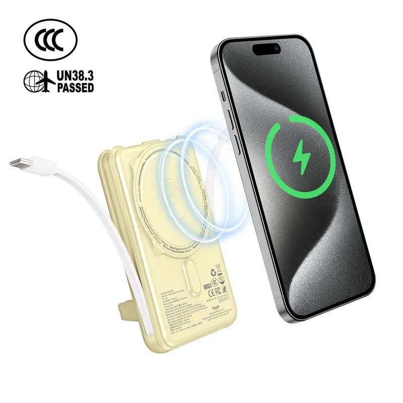 (3C認證) XPower x Sanrio Pompompurin M10C+ 6合1 10000mAh多功能迷你20W PD3.0+磁吸無線快充移動電源