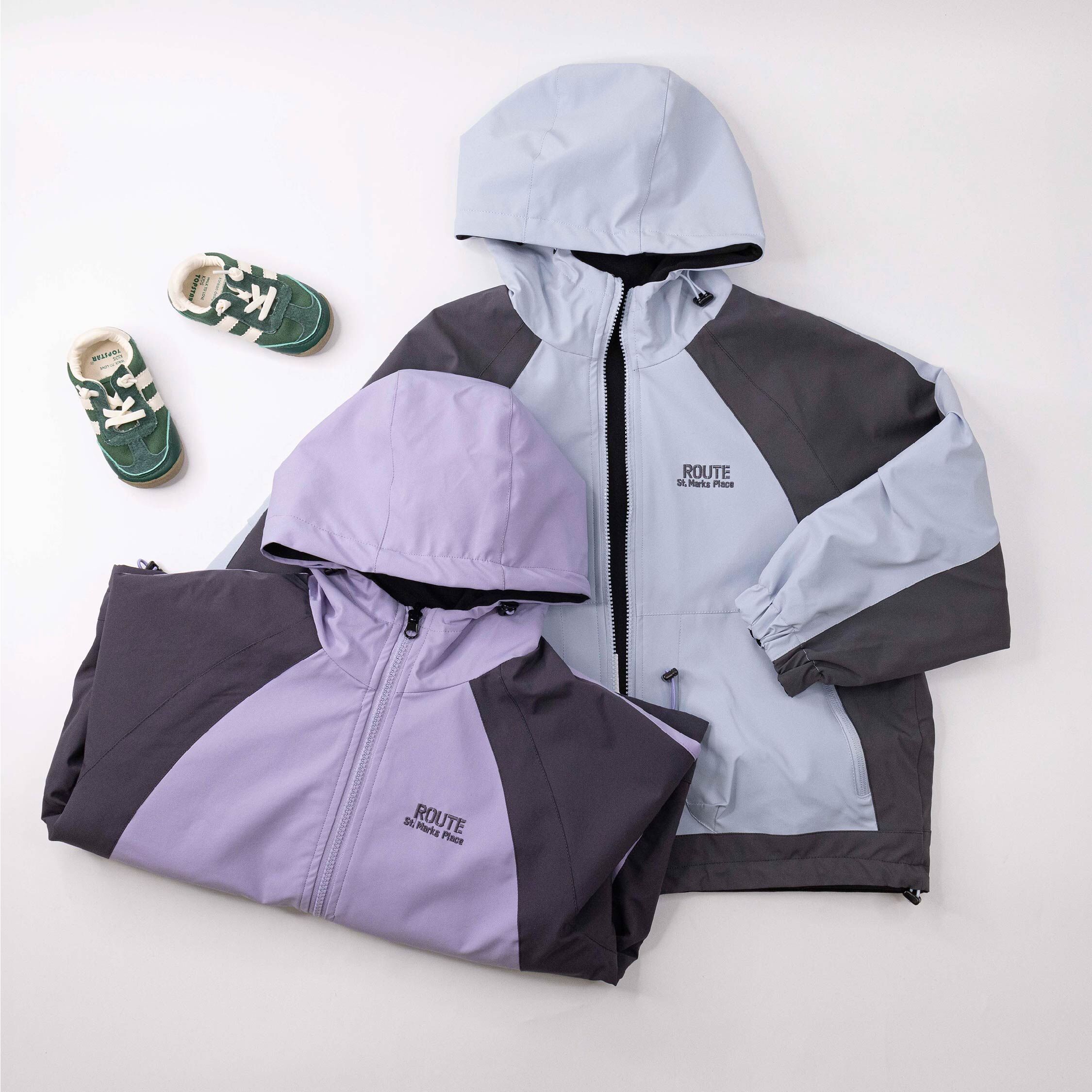 【H55701】帥氣英字雙面穿連帽外套＊二色