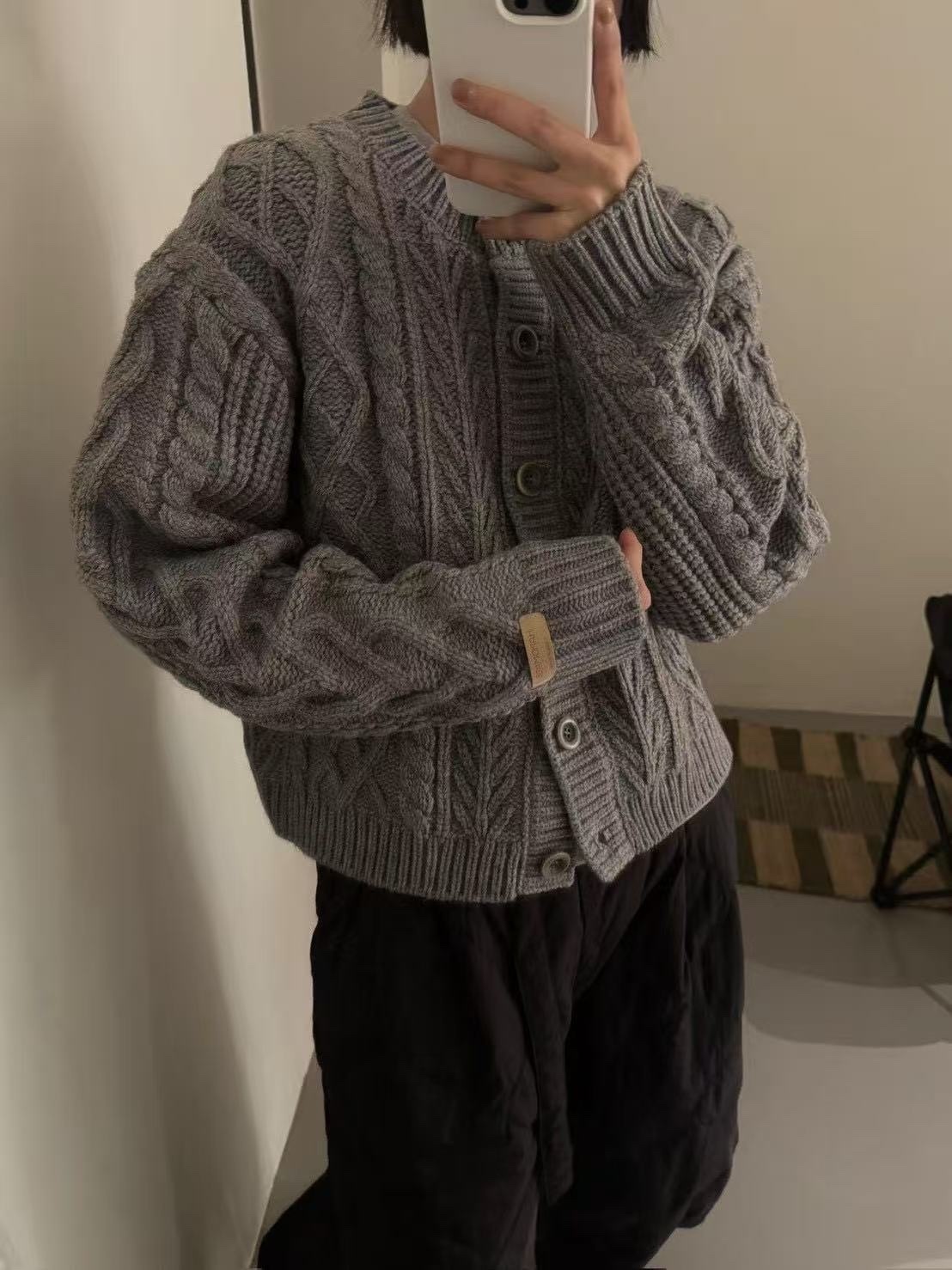 557 重工麻花針織毛衣開衫