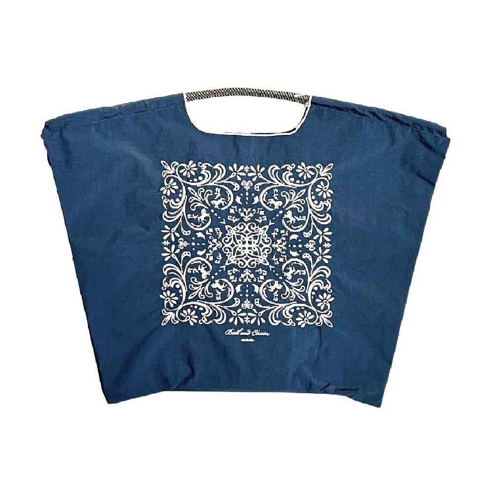 Ball＆Chain 刺繡環保購物袋 L號 - 深藍 (30112532)