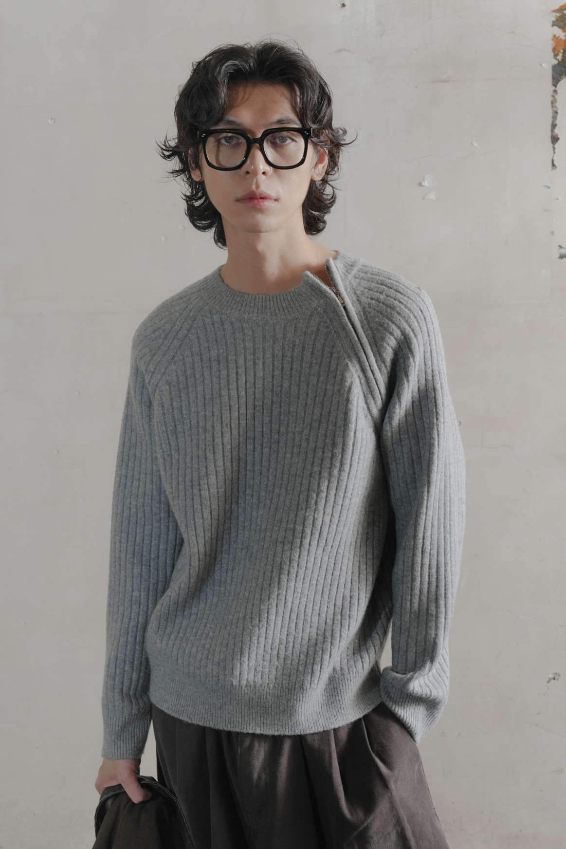 Lock Diagonal Zipper Knit #毛衣