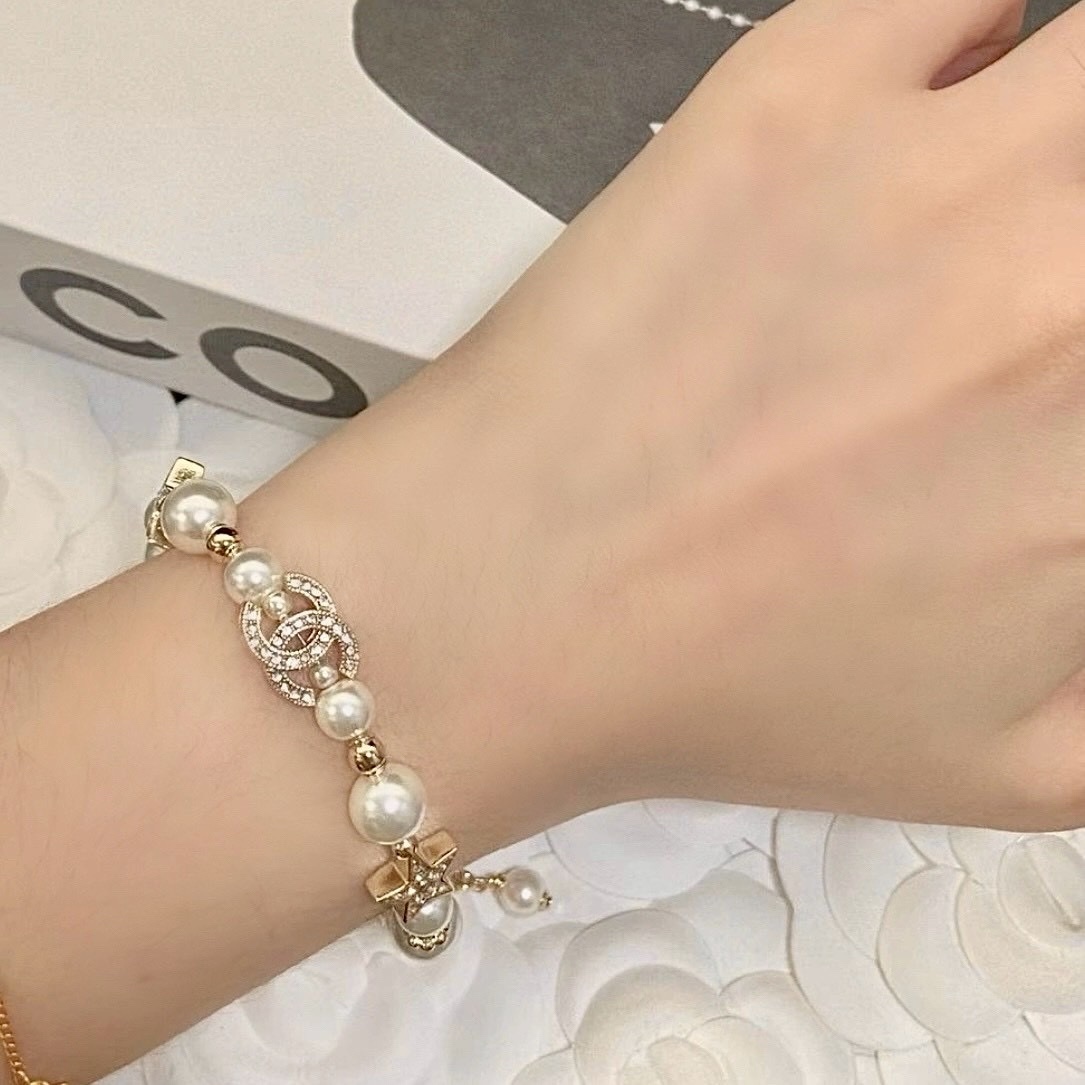 18k”23a香奶奶金/銀米珍珠星空’高奢定製手鍊