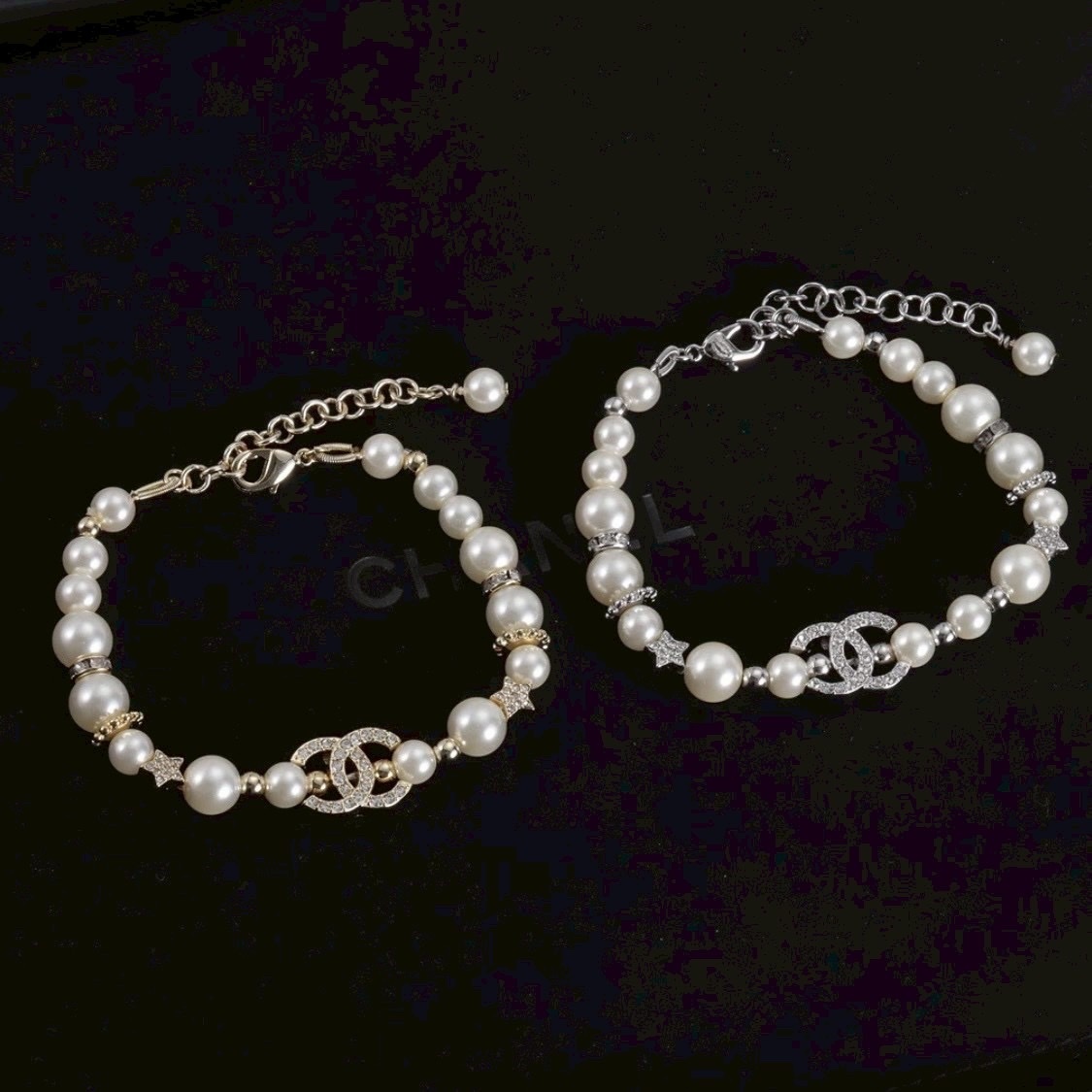 18k”23a香奶奶金/銀米珍珠星空’高奢定製手鍊