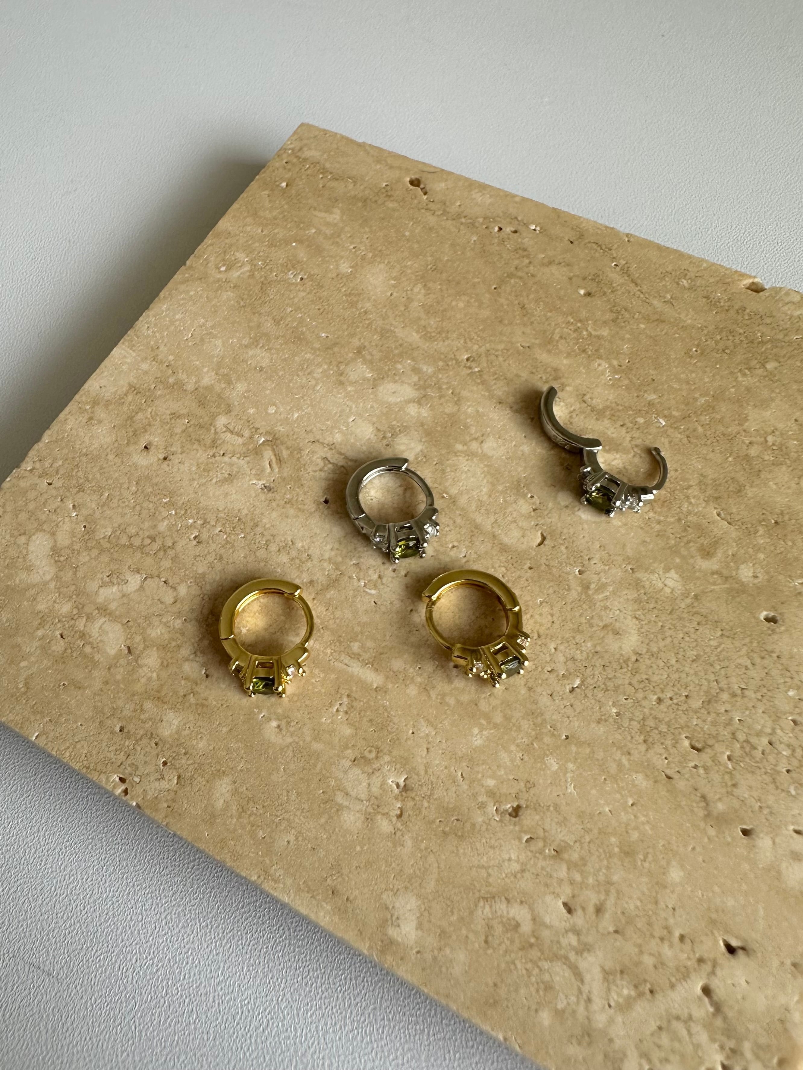 S925 olive stud hoop pierce