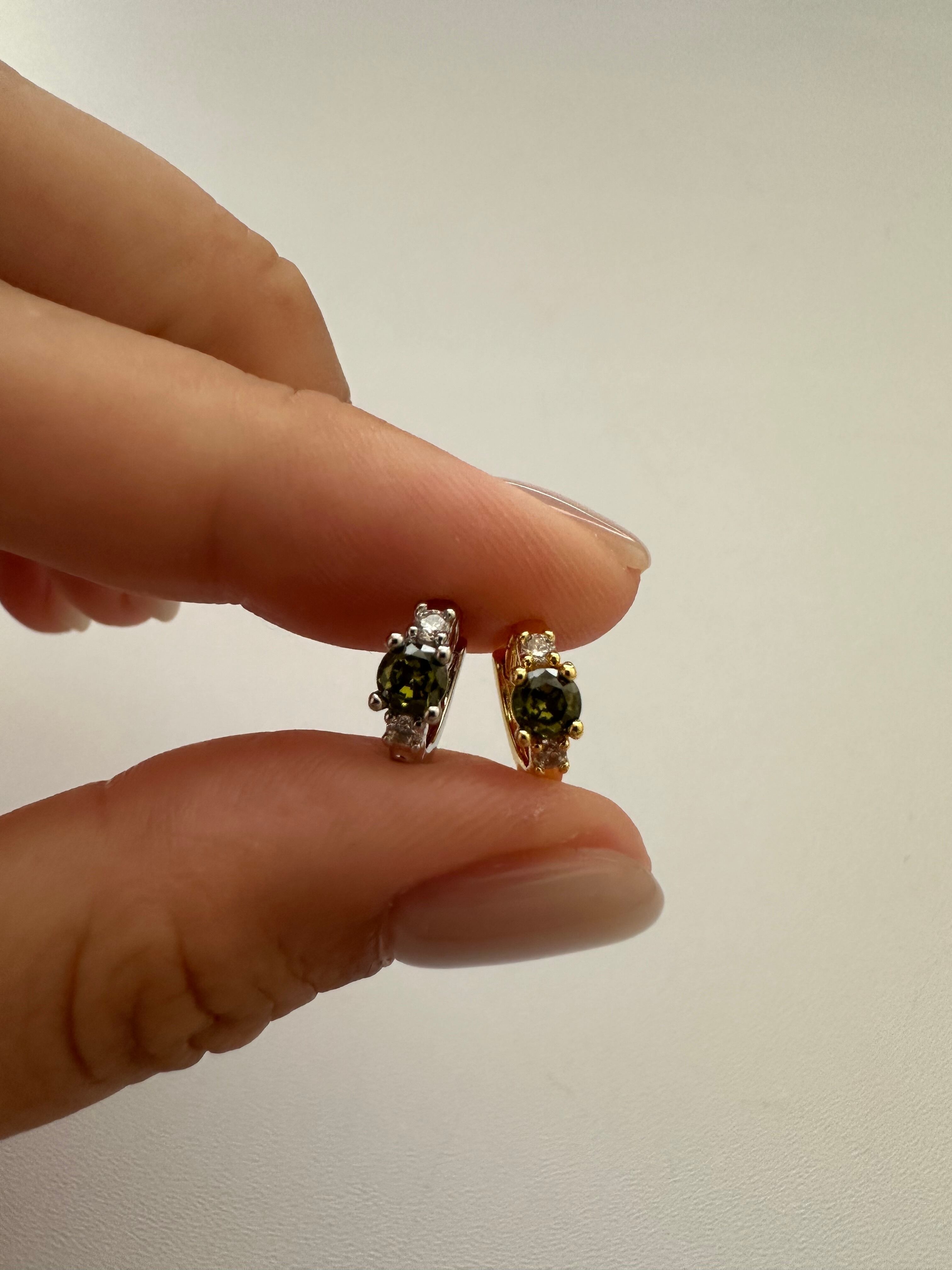 S925 olive stud hoop pierce