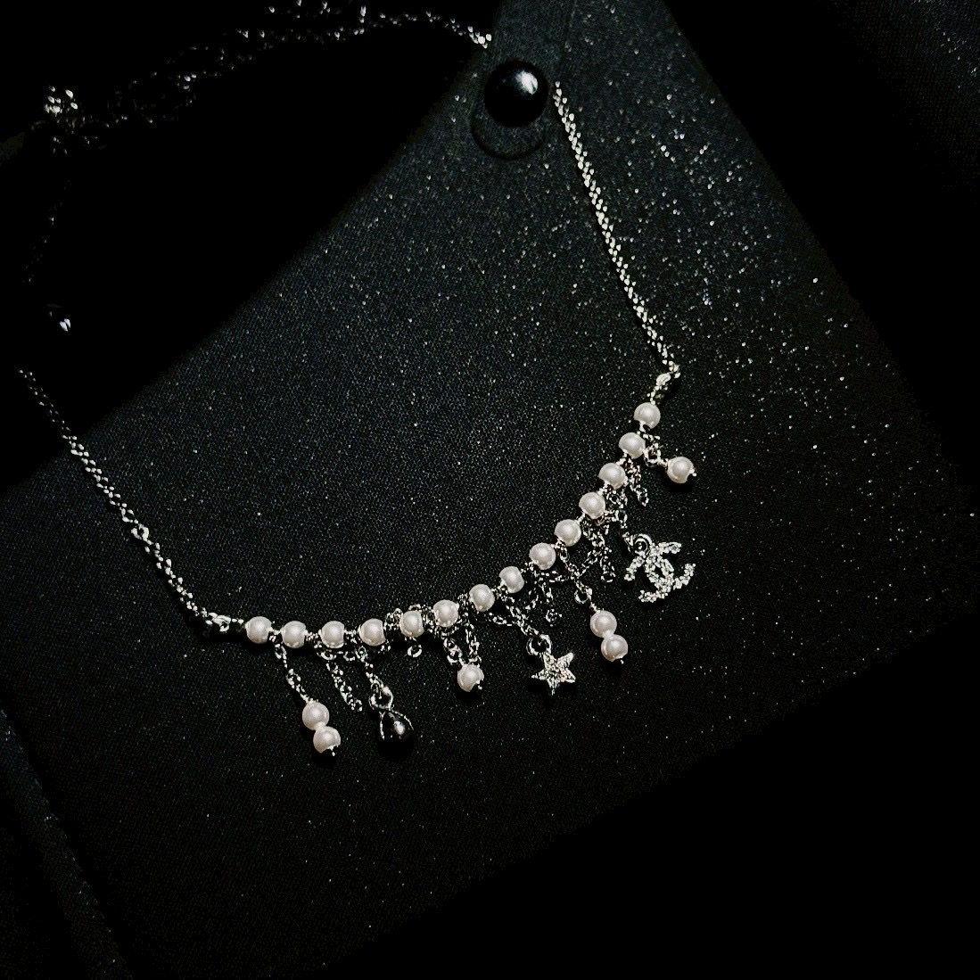 18k”26c香奶奶白金鑽珍珠流蘇小墜”高奢定製項鍊